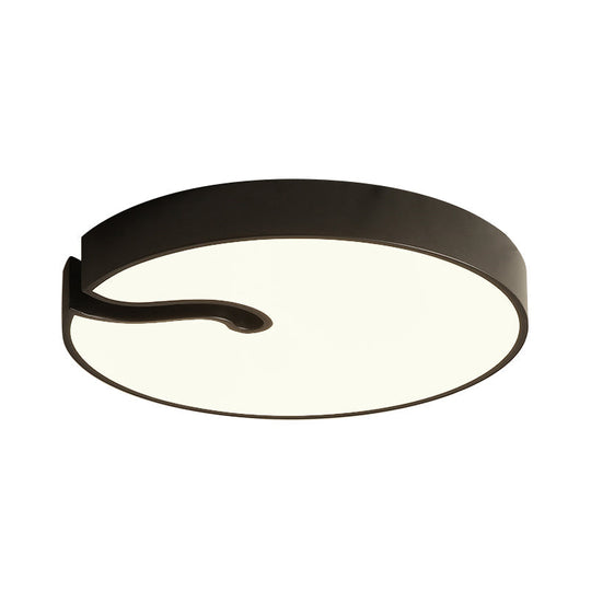 Modern Metallic Drum Flush Mount LED Ceiling Lamp in White/Black - 16"/19.5" Dia