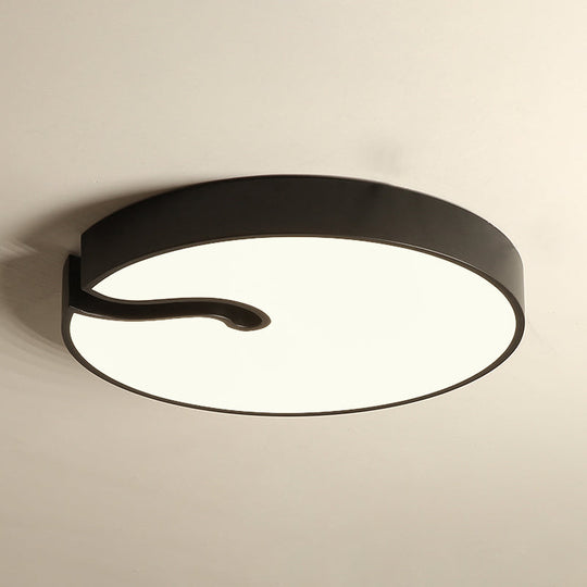 Modern Metallic Drum Flush Mount LED Ceiling Lamp in White/Black - 16"/19.5" Dia