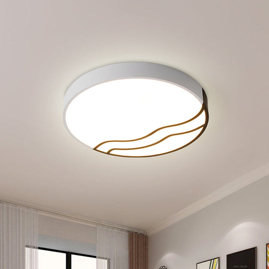 Plafonnier LED minimaliste pour chambre à coucher en blanc/or et noir, diamètre 16"/14"