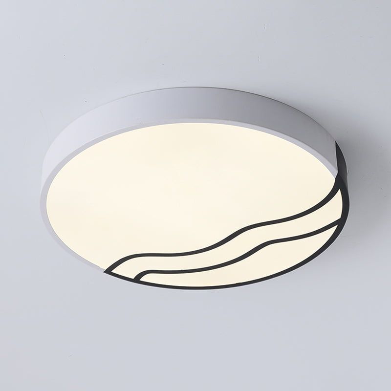 Minimalist Led Bedroom Ceiling Lamp In White/Gold And Black 16/14 Diameter