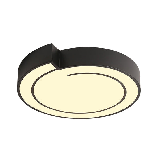 Plafonnier LED rond minimaliste à lumière chaude/blanche, diamètre 18"/21,5", finition métal blanc/noir