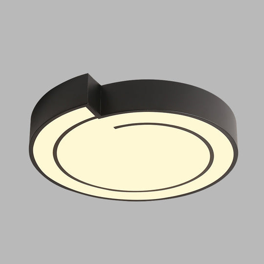 Plafonnier LED rond minimaliste à lumière chaude/blanche, diamètre 18"/21,5", finition métal blanc/noir