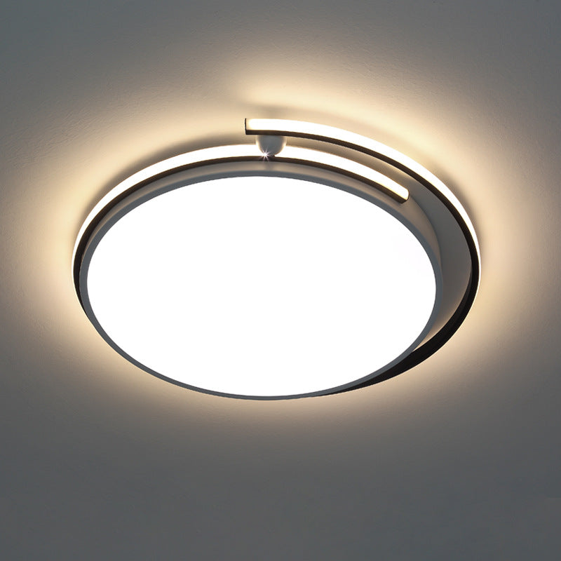 Minimalist LED Corridor Flush Mount Light Fixture - White Lamp with Circular Acrylic Shade, 13"/18"/22.5" W