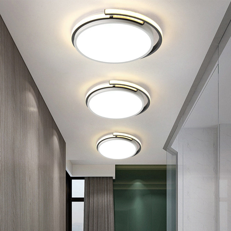 Minimalist LED Corridor Flush Mount Light Fixture - White Lamp with Circular Acrylic Shade, 13"/18"/22.5" W