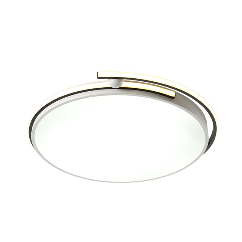 Minimalist LED Corridor Flush Mount Light Fixture - White Lamp with Circular Acrylic Shade, 13"/18"/22.5" W
