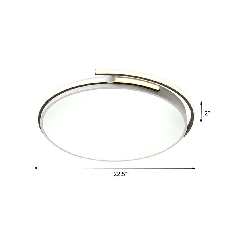 Minimalist LED Corridor Flush Mount Light Fixture - White Lamp with Circular Acrylic Shade, 13"/18"/22.5" W