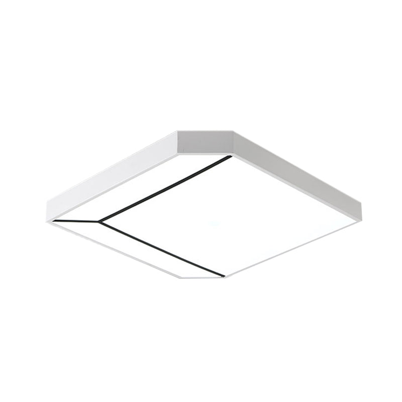 Modern Square Flush LED Ceiling Light in White/Warm Light - 19"/24" Metallic Flush for Living Room