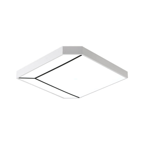 Modern Square Flush LED Ceiling Light in White/Warm Light - 19"/24" Metallic Flush for Living Room