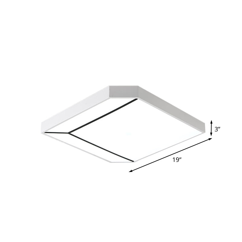 Modern Square Flush Led Ceiling Light In White/Warm - 19/24 Metallic For Living Room
