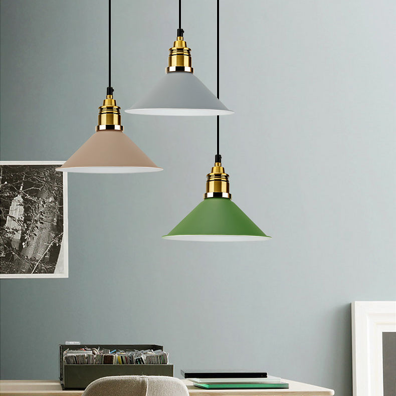 Modern Stylish Conic Pendant Light with Metal Shade - Black/Grey/White - Ideal for Dining Room