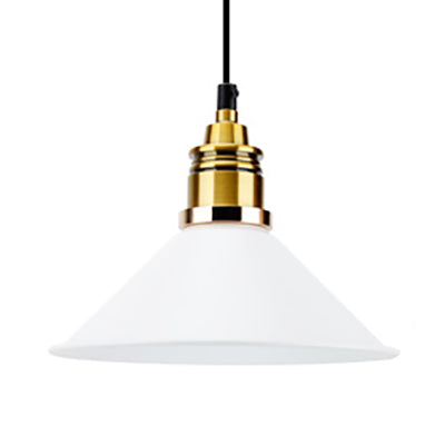Modern Conic Pendant Light With Metal Shade In Black/Grey/White For Dining Room White