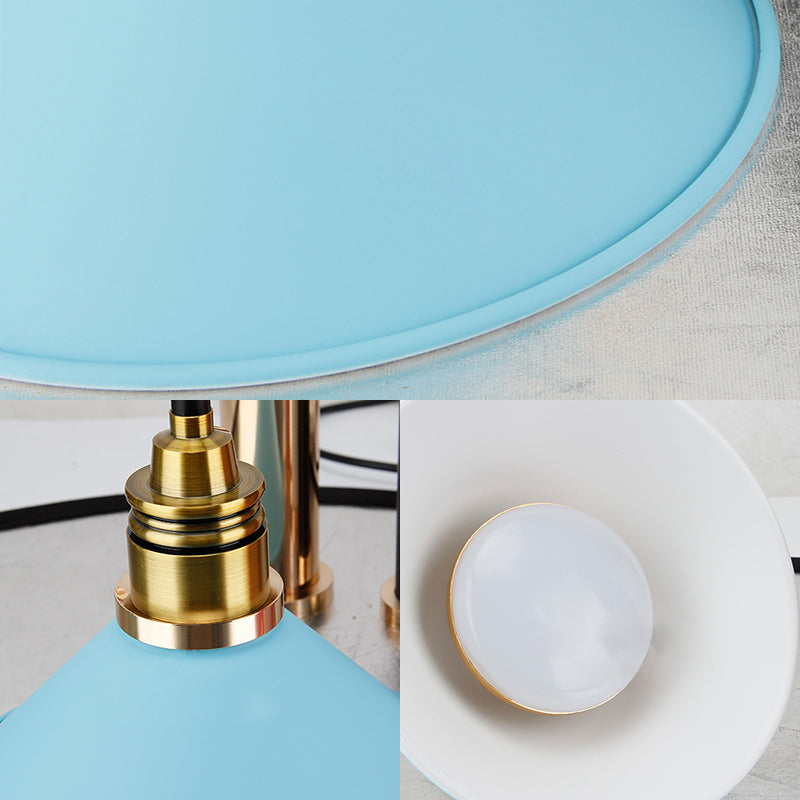 Modern Conic Pendant Light With Metal Shade In Black/Grey/White For Dining Room