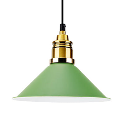 Modern Conic Pendant Light With Metal Shade In Black/Grey/White For Dining Room Green