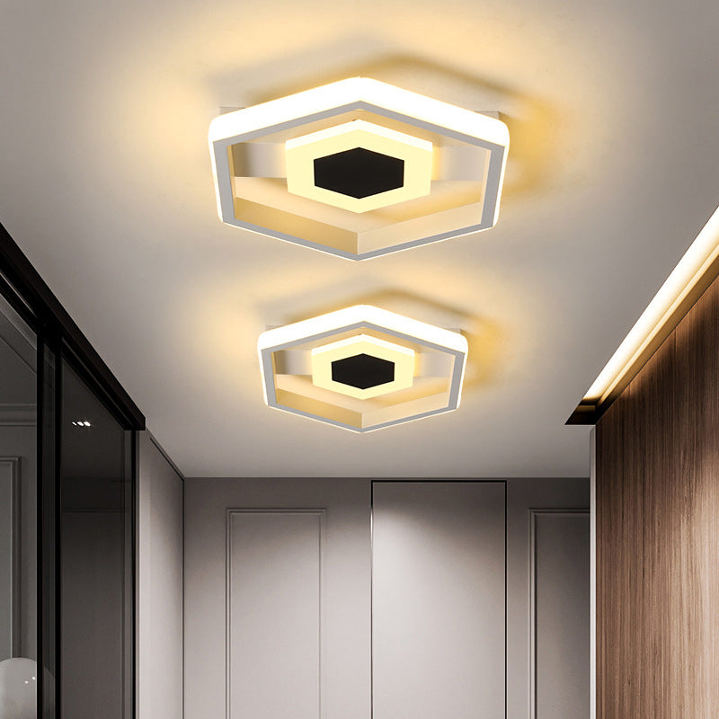 Modern LED Flush-Mount Light Fixture for Cloakroom in White/Warm Light