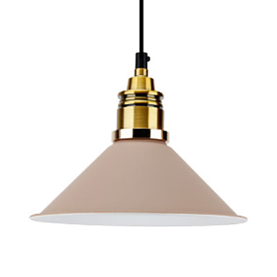 Modern Conic Pendant Light With Metal Shade In Black/Grey/White For Dining Room Brown