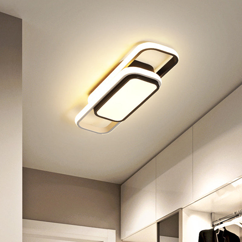 Modern Acrylic Flush Light Fixture - Grey/Black & White LED Flushmount (16"/23.5") - Warm/White Light