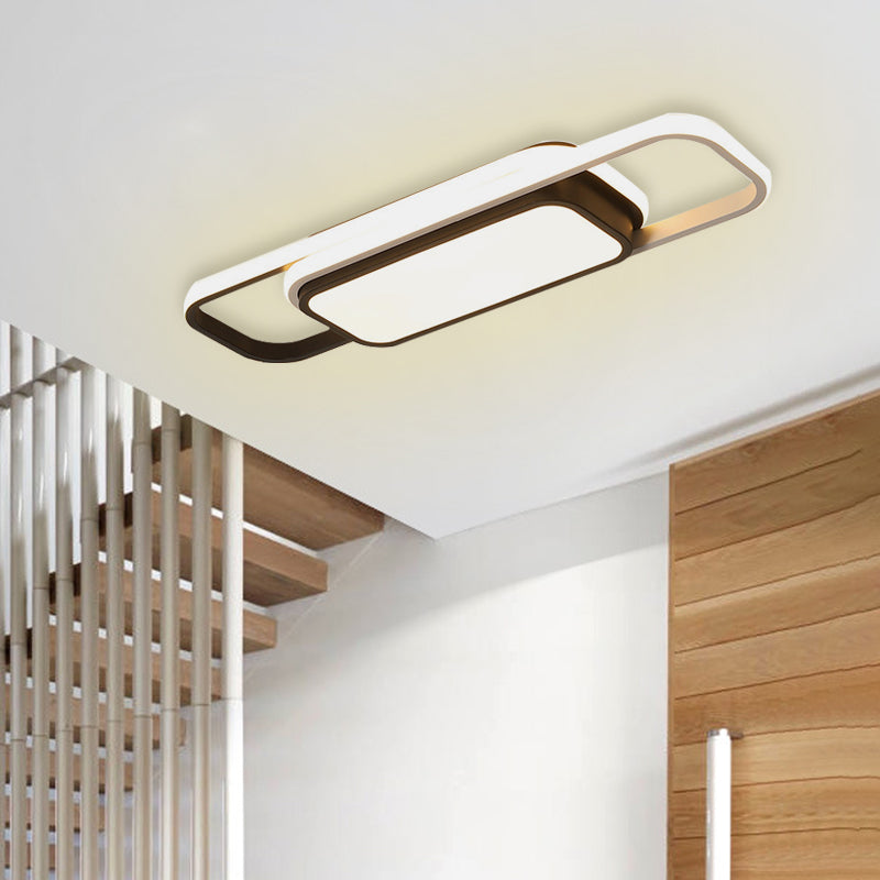 Modern Acrylic Flush Light Fixture - Grey/Black & White LED Flushmount (16"/23.5") - Warm/White Light