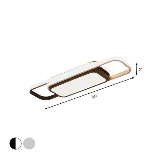 Modern Acrylic Flush Light Fixture - Grey/Black & White LED Flushmount (16"/23.5") - Warm/White Light