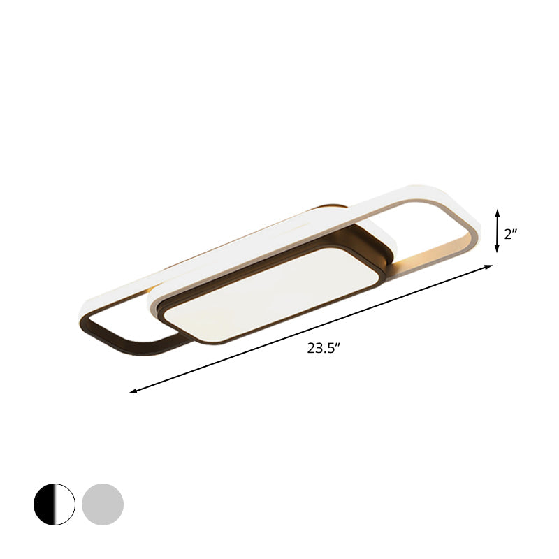 Modern Acrylic Flush Light Fixture - Grey/Black & White LED Flushmount (16"/23.5") - Warm/White Light