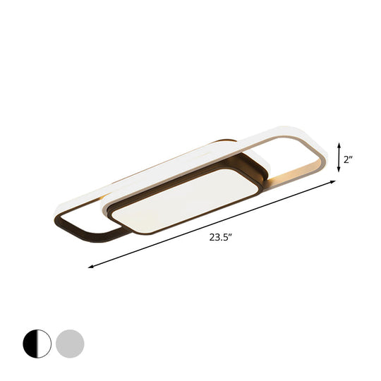 Modern Acrylic Flush Light Fixture - Grey/Black & White LED Flushmount (16"/23.5") - Warm/White Light