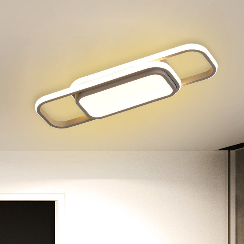 Modern Acrylic Flush Light Fixture - Grey/Black & White LED Flushmount (16"/23.5") - Warm/White Light