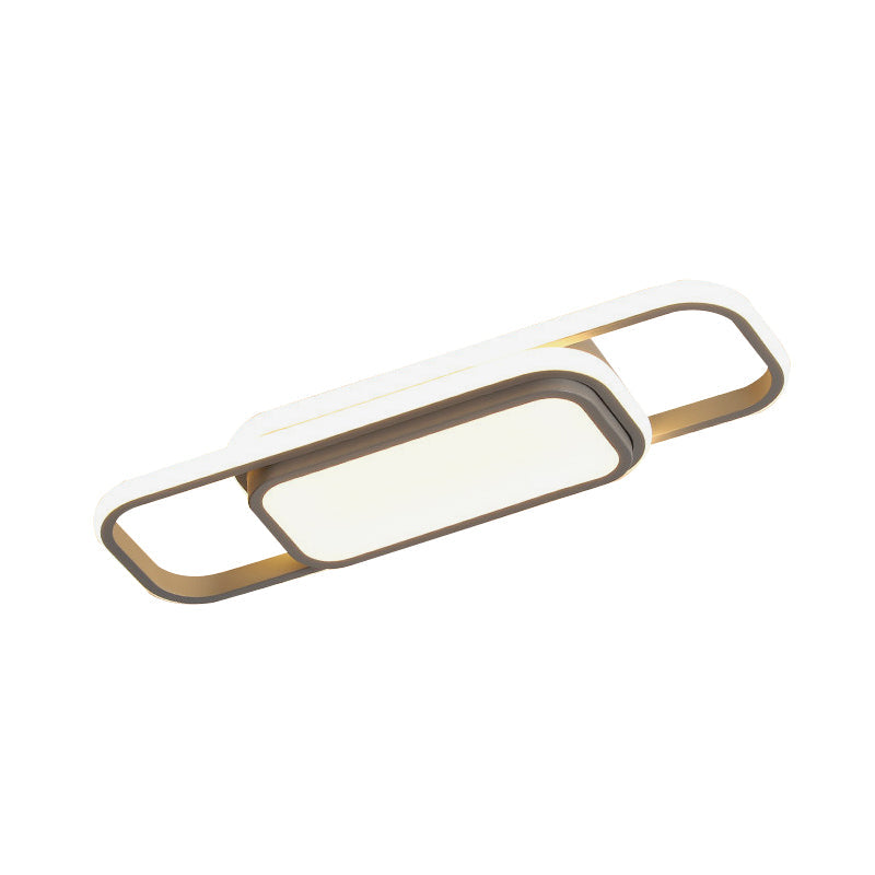 Modern Acrylic Flush Light Fixture - Grey/Black & White LED Flushmount (16"/23.5") - Warm/White Light