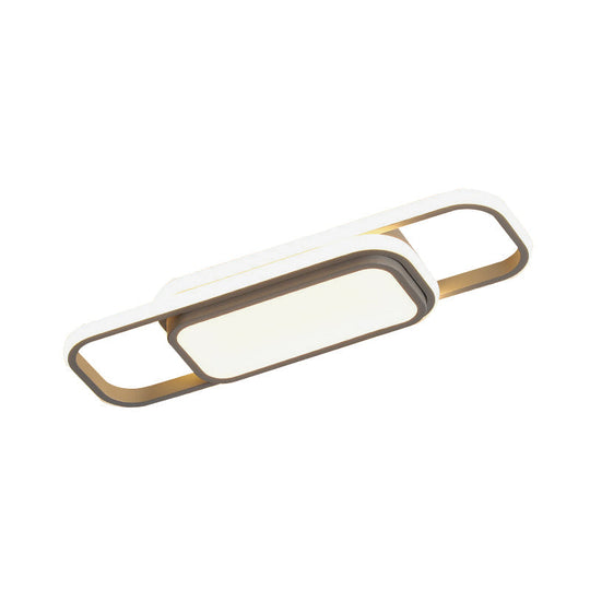 Modern Acrylic Flush Light Fixture - Grey/Black & White LED Flushmount (16"/23.5") - Warm/White Light