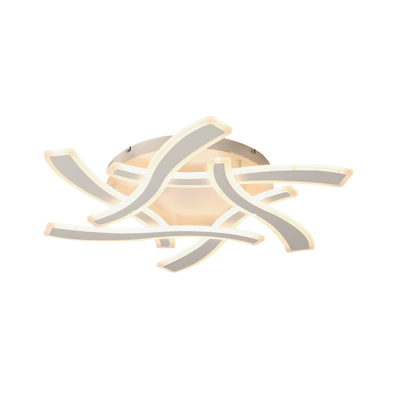 Plafonnier LED encastré White Cross Wave pour chambre à coucher - Design moderniste et ambiance blanc chaud