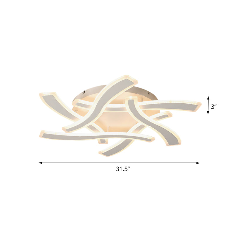 Plafonnier LED encastré White Cross Wave pour chambre à coucher - Design moderniste et ambiance blanc chaud