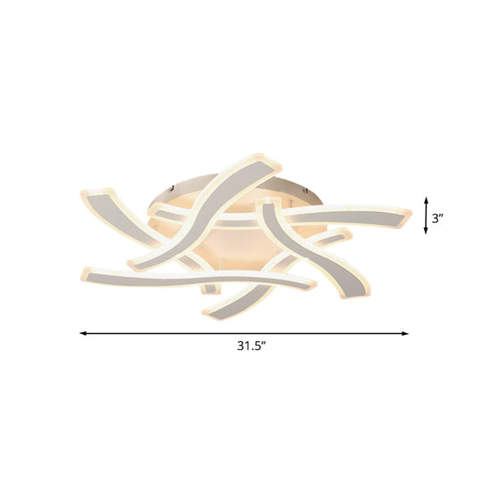 Plafonnier LED encastré White Cross Wave pour chambre à coucher - Design moderniste et ambiance blanc chaud