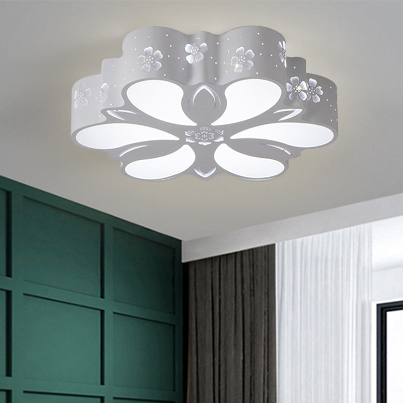 Modern White Led Flushmount Petal Light For Bedroom Ceiling