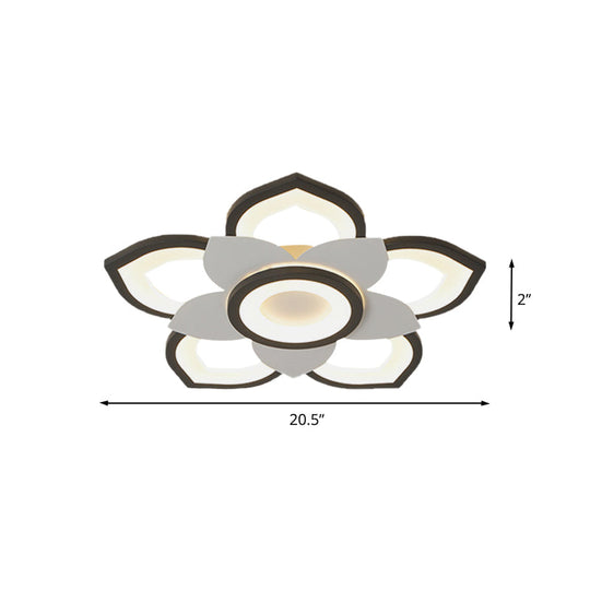 Modern Lotus Flush Ceiling Light with LED - 20.5"/24.5" Acrylic Black/White Fixture in White/Warm Light