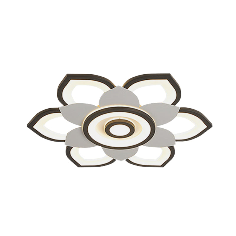 Modern Lotus Flush Ceiling Light with LED - 20.5"/24.5" Acrylic Black/White Fixture in White/Warm Light