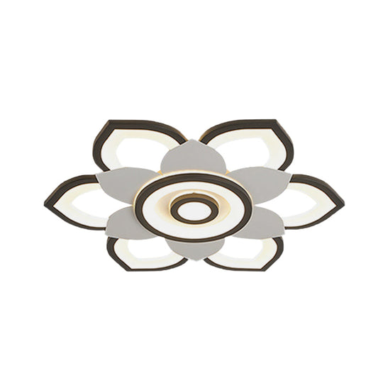 Modern Lotus Flush Ceiling Light with LED - 20.5"/24.5" Acrylic Black/White Fixture in White/Warm Light