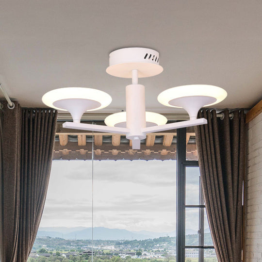 Plafonnier LED contemporain au design radial et abat-jour en acrylique à lumière blanche/chaude