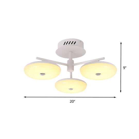 Minimalist LED Restaurant Flush Light Fixture - White Semi Ceiling Mount with Doughnut Acrylic Shade, 22"/24" W
