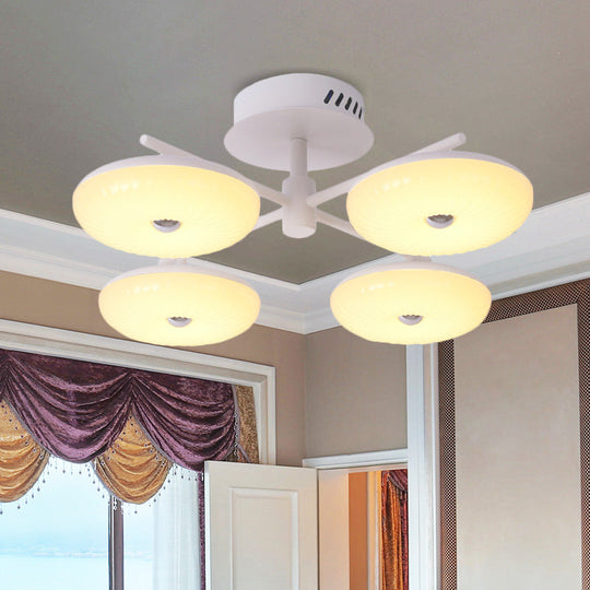 Minimalist LED Restaurant Flush Light Fixture - White Semi Ceiling Mount with Doughnut Acrylic Shade, 22"/24" W