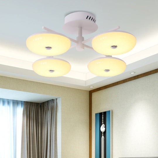 Minimalist LED Restaurant Flush Light Fixture - White Semi Ceiling Mount with Doughnut Acrylic Shade, 22"/24" W