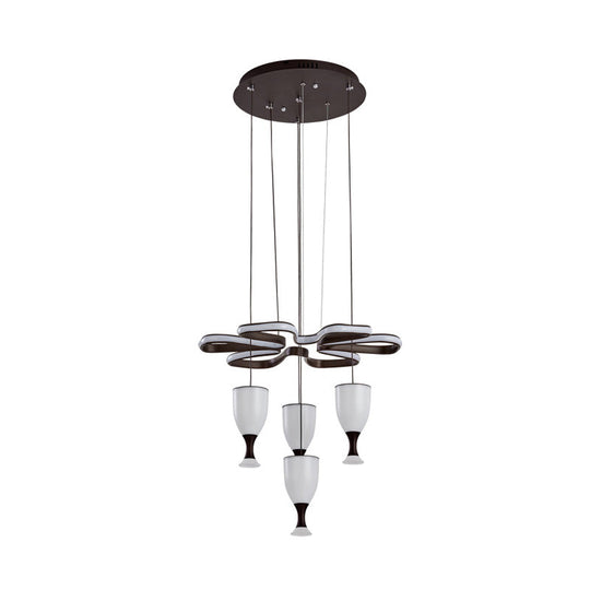 Modern Led Pendant Light With 4-Cup Coffee And Twist Design