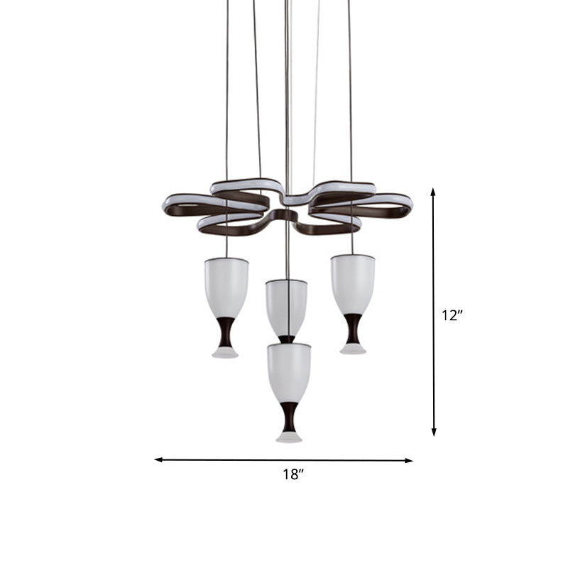Modern LED Multi-Light Pendant with 4-Cup Coffee & Twist Ceiling Fixture