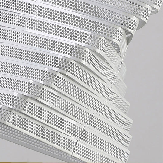 Industrial Mesh Screen Pendant Light - Twist Bulb, Black/White Metal, Triangle Shade