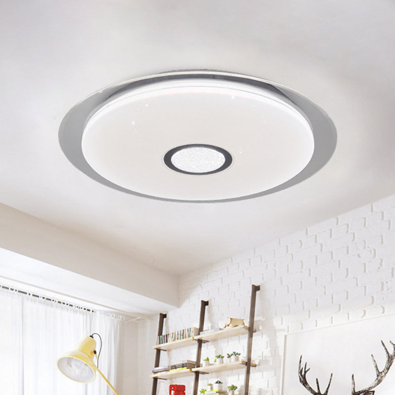 Contemporary LED Flush Mount Light in White/Natural for Living Room