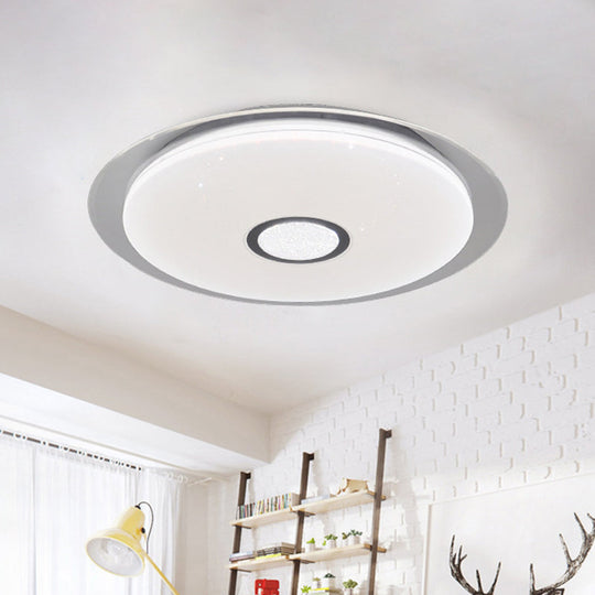Contemporary LED Flush Mount Light in White/Natural for Living Room