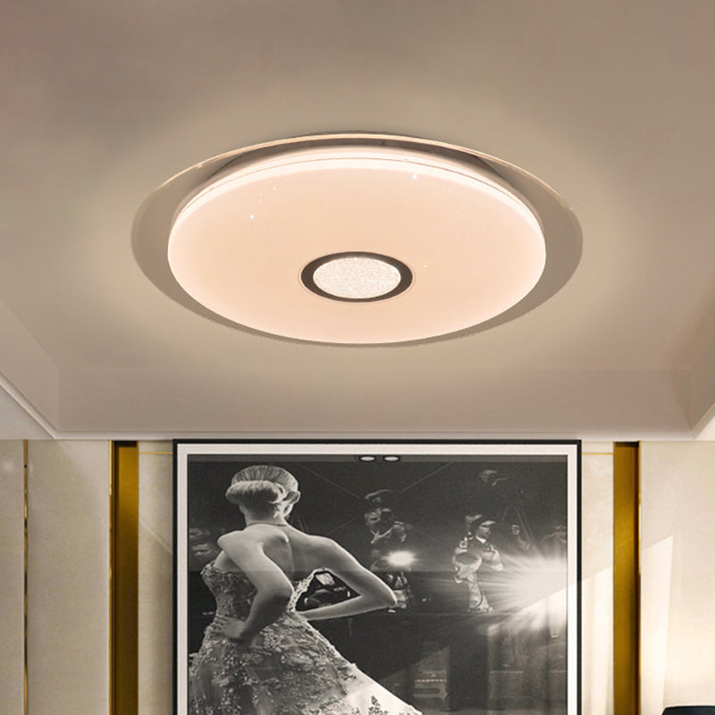 Contemporary Led Flush Mount Light In White/Natural For Living Room