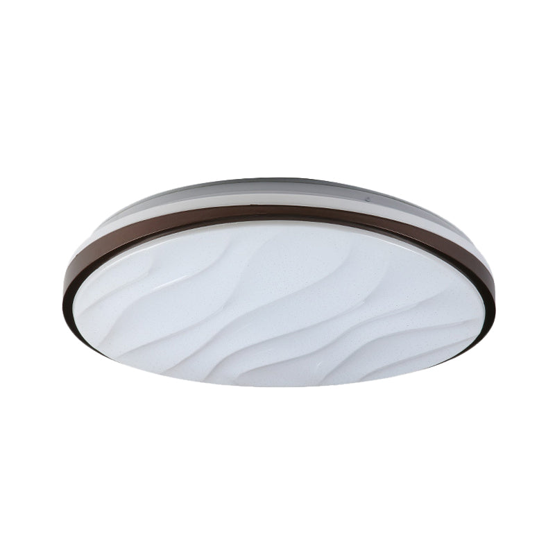 Modern Black Acrylic LED Ceiling Flush - Round & Wave Design - 16"/19.5" Dia - Warm/White Light