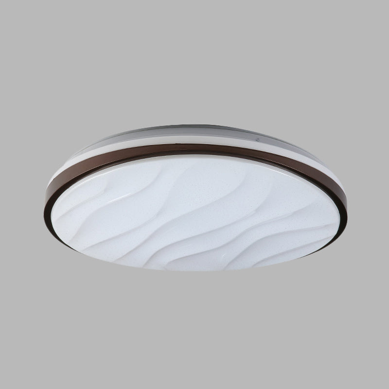 Modern Black Acrylic LED Ceiling Flush - Round & Wave Design - 16"/19.5" Dia - Warm/White Light