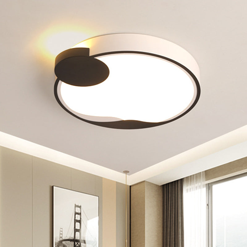 16"/19.5" Modern White and Black Acrylic Flush Mount LED Ceiling Lamp in White/Warm Light