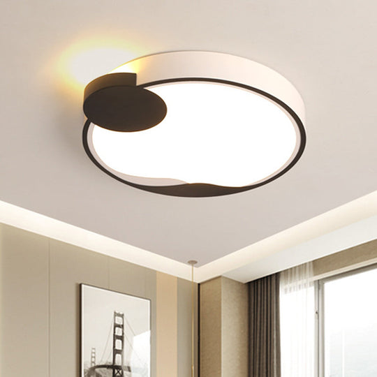 16"/19.5" Modern White and Black Acrylic Flush Mount LED Ceiling Lamp in White/Warm Light