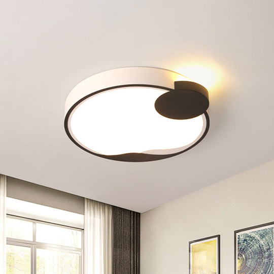 16"/19.5" Modern White and Black Acrylic Flush Mount LED Ceiling Lamp in White/Warm Light