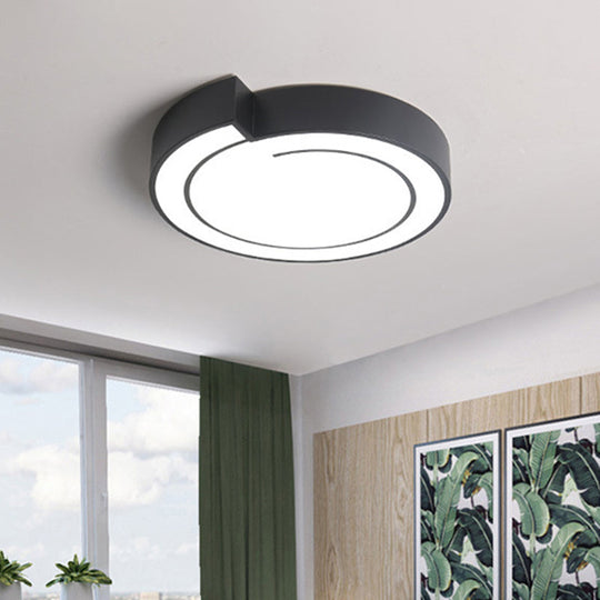 Modernist Acrylic Flushmount Lighting: Whistling LED Ceiling Lamp for Bedroom in Warm/White Light, 18"/21.5" W, White/Black